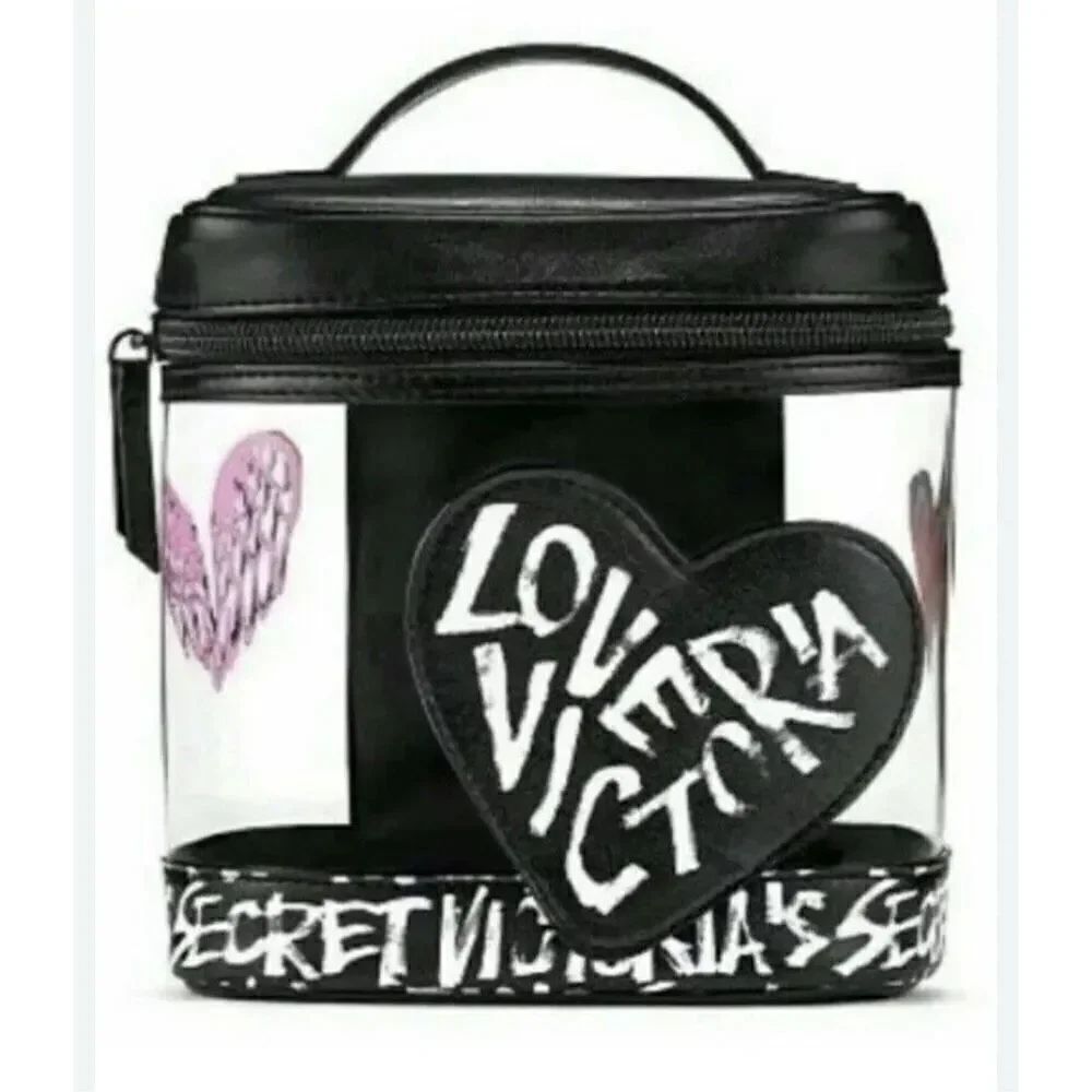 Victoria’s Secret graffiti heart wings VS make up bag/train case